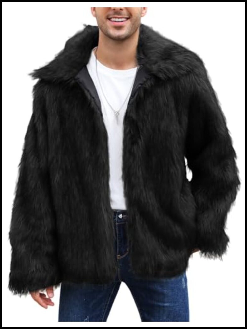 Faux Fur Coat for Men Warm Winter Fluffy Furry Jacket
